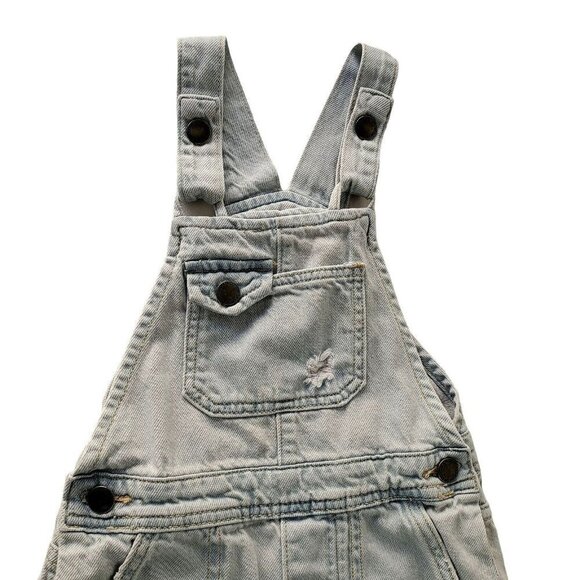 Cotton On Denim Bib Romper Kids Adjust Straps Distress Light Wash Unisex Size 6 - Picture 1 of 10